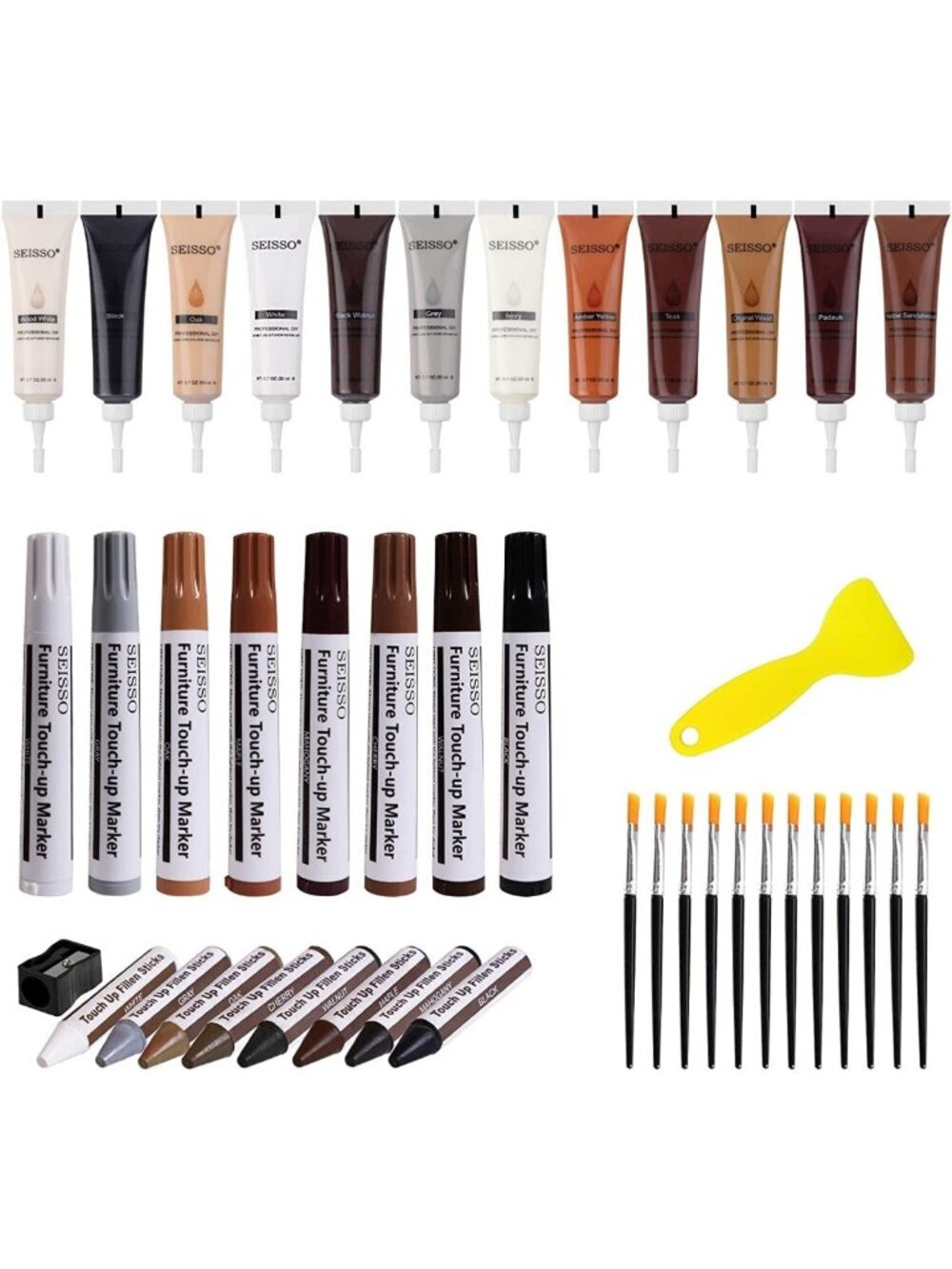 Comprehensive 42-Piece Wood Repair Kit - Fillers, Markers, Wax Sticks & Tools